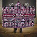 Maori Matariki Hooded Blanket Pink Galaxy Aesthetic Koru Art