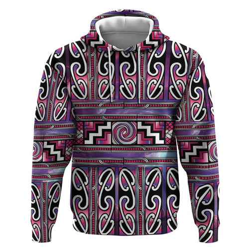 Maori Matariki Hoodie Pink Galaxy Aesthetic Koru Art
