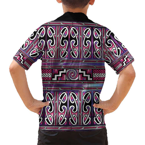 Maori Matariki Kid Hawaiian Shirt Pink Galaxy Aesthetic Koru Art