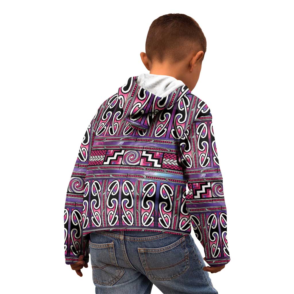 Maori Matariki Kid Hoodie Pink Galaxy Aesthetic Koru Art