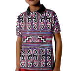 Maori Matariki Kid Polo Shirt Pink Galaxy Aesthetic Koru Art