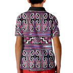 Maori Matariki Kid Polo Shirt Pink Galaxy Aesthetic Koru Art