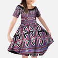 Maori Matariki Kid Short Sleeve Dress Pink Galaxy Aesthetic Koru Art
