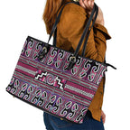 Maori Matariki Leather Tote Bag Pink Galaxy Aesthetic Koru Art