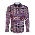 Maori Matariki Long Sleeve Button Shirt Pink Galaxy Aesthetic Koru Art
