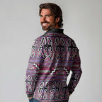 Maori Matariki Long Sleeve Polo Shirt Pink Galaxy Aesthetic Koru Art