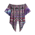 Maori Matariki Off Shoulder Wrap Waist Top Pink Galaxy Aesthetic Koru Art