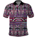 Maori Matariki Polo Shirt Pink Galaxy Aesthetic Koru Art