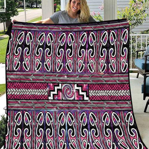 Maori Matariki Quilt Pink Galaxy Aesthetic Koru Art