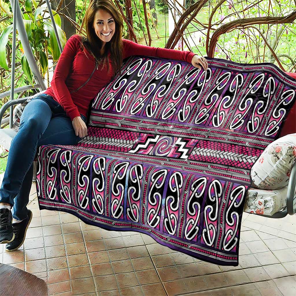 Maori Matariki Quilt Pink Galaxy Aesthetic Koru Art