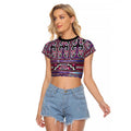 Maori Matariki Raglan Cropped T Shirt Pink Galaxy Aesthetic Koru Art