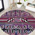 Maori Matariki Round Carpet Pink Galaxy Aesthetic Koru Art