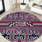 Maori Matariki Round Carpet Pink Galaxy Aesthetic Koru Art