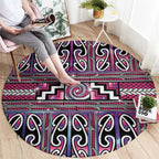 Maori Matariki Round Carpet Pink Galaxy Aesthetic Koru Art
