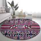 Maori Matariki Round Carpet Pink Galaxy Aesthetic Koru Art