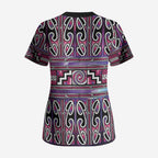 Maori Matariki Scrub Top Pink Galaxy Aesthetic Koru Art