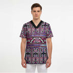 Maori Matariki Scrub Top Pink Galaxy Aesthetic Koru Art