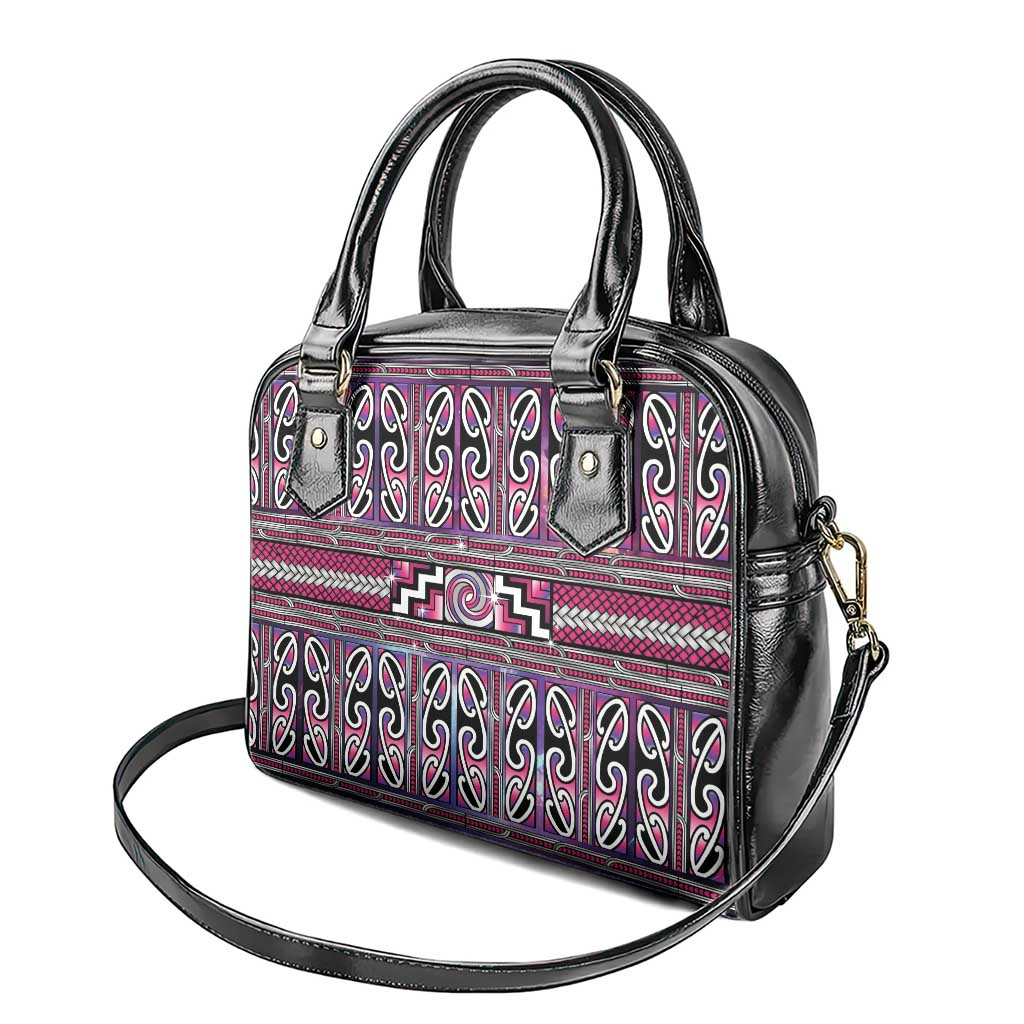 Maori Matariki Shoulder Handbag Pink Galaxy Aesthetic Koru Art