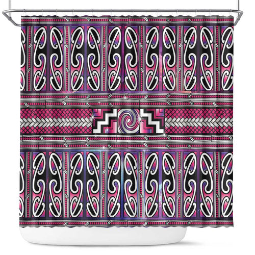 Maori Matariki Shower Curtain Pink Galaxy Aesthetic Koru Art