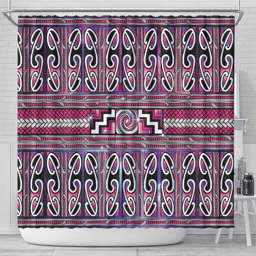 Maori Matariki Shower Curtain Pink Galaxy Aesthetic Koru Art
