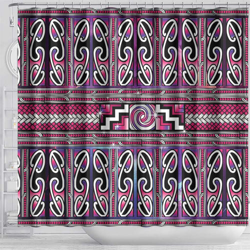 Maori Matariki Shower Curtain Pink Galaxy Aesthetic Koru Art