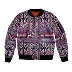 Maori Matariki Sleeve Zip Bomber Jacket Pink Galaxy Aesthetic Koru Art