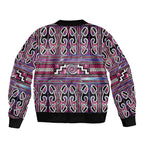 Maori Matariki Sleeve Zip Bomber Jacket Pink Galaxy Aesthetic Koru Art
