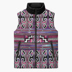 Maori Matariki Sleeveless Puffer Jacket Pink Galaxy Aesthetic Koru Art