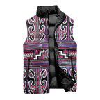 Maori Matariki Sleeveless Puffer Jacket Pink Galaxy Aesthetic Koru Art