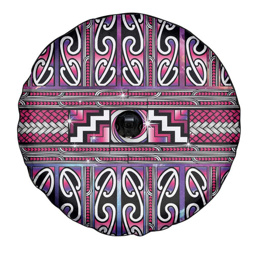Maori Matariki Spare Tire Cover Pink Galaxy Aesthetic Koru Art