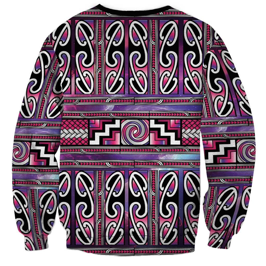 Maori Matariki Sweatshirt Pink Galaxy Aesthetic Koru Art