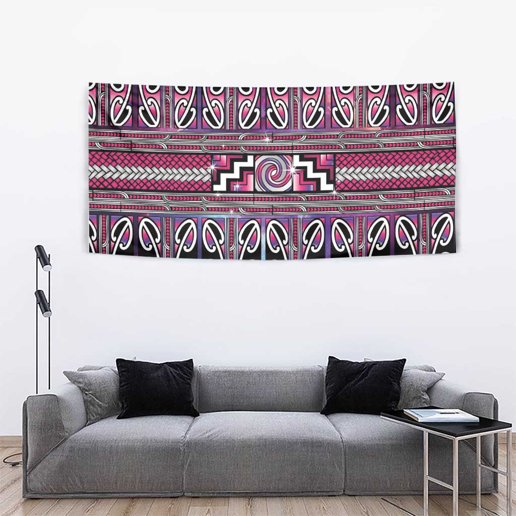 Maori Matariki Tapestry Pink Galaxy Aesthetic Koru Art
