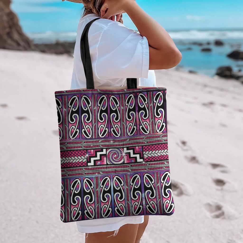 Maori Matariki Tote Bag Pink Galaxy Aesthetic Koru Art