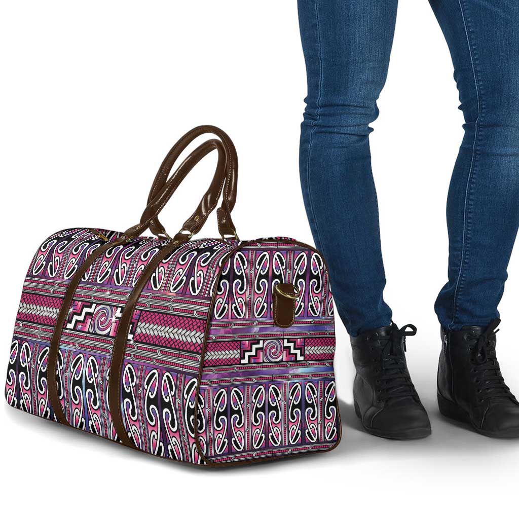 Maori Matariki Travel Bag Pink Galaxy Aesthetic Koru Art