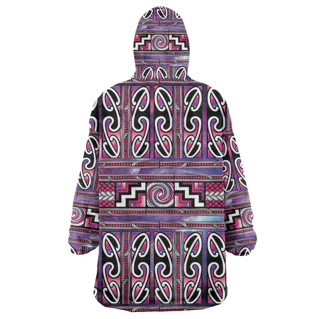 Maori Matariki Wearable Blanket Hoodie Pink Galaxy Aesthetic Koru Art