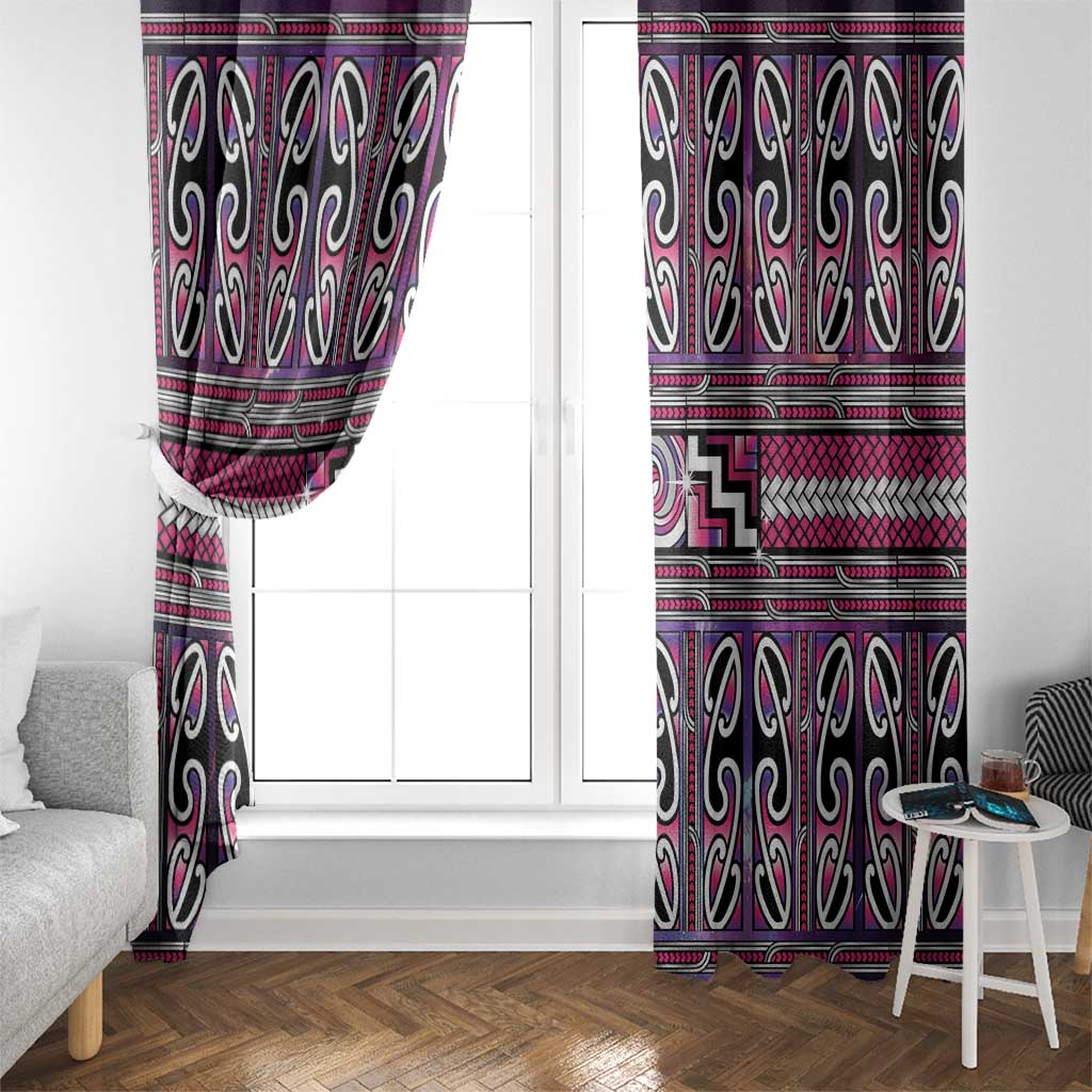 Maori Matariki Window Curtain Pink Galaxy Aesthetic Koru Art