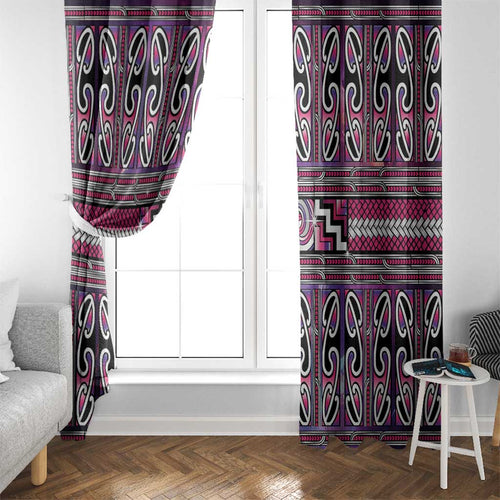 Maori Matariki Window Curtain Pink Galaxy Aesthetic Koru Art