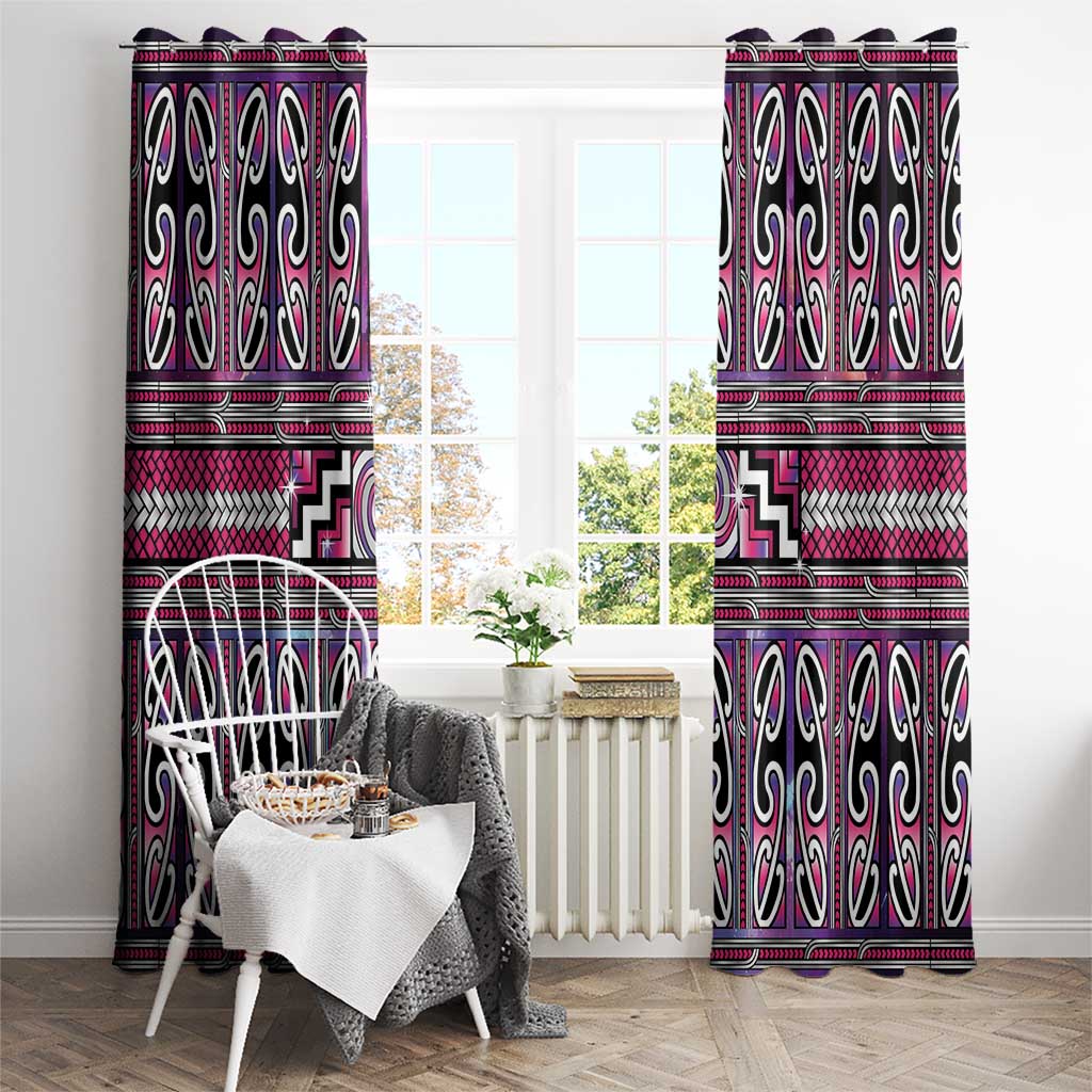 Maori Matariki Window Curtain Pink Galaxy Aesthetic Koru Art