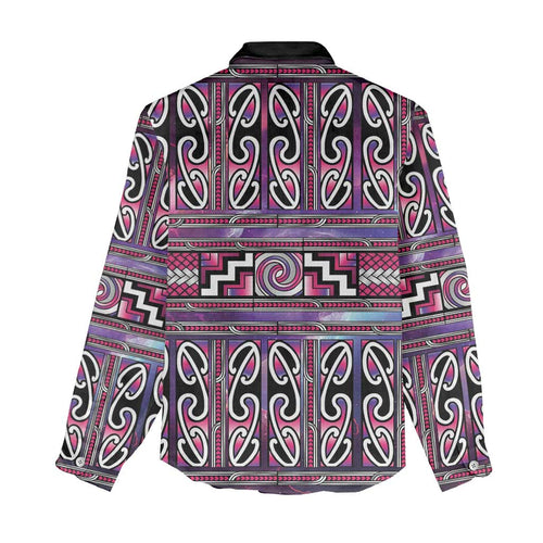 Maori Matariki Women Casual Shirt Pink Galaxy Aesthetic Koru Art