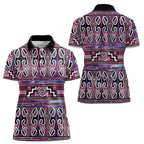 Maori Matariki Women Polo Shirt Pink Galaxy Aesthetic Koru Art