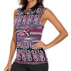 Maori Matariki Women Sleeveless Polo Shirt Pink Galaxy Aesthetic Koru Art