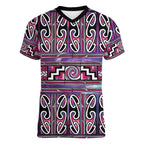 Maori Matariki Women V-Neck T-Shirt Pink Galaxy Aesthetic Koru Art