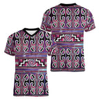 Maori Matariki Women V-Neck T-Shirt Pink Galaxy Aesthetic Koru Art