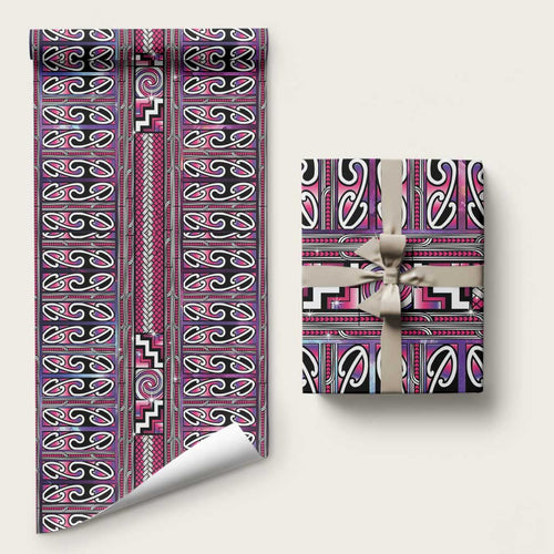 Maori Matariki Wrapping Paper Pink Galaxy Aesthetic Koru Art