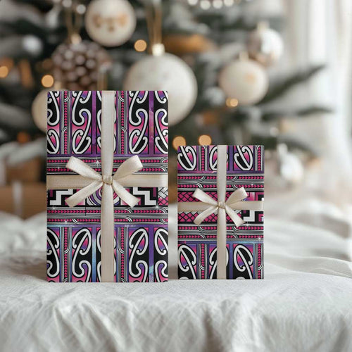 Maori Matariki Wrapping Paper Pink Galaxy Aesthetic Koru Art