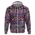 Maori Matariki Zip Hoodie Pink Galaxy Aesthetic Koru Art