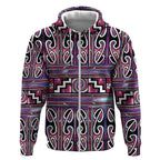Maori Matariki Zip Hoodie Pink Galaxy Aesthetic Koru Art