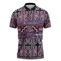 Maori Matariki Zipper Polo Shirt Pink Galaxy Aesthetic Koru Art