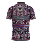 Maori Matariki Zipper Polo Shirt Pink Galaxy Aesthetic Koru Art