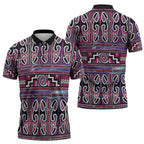 Maori Matariki Zipper Polo Shirt Pink Galaxy Aesthetic Koru Art